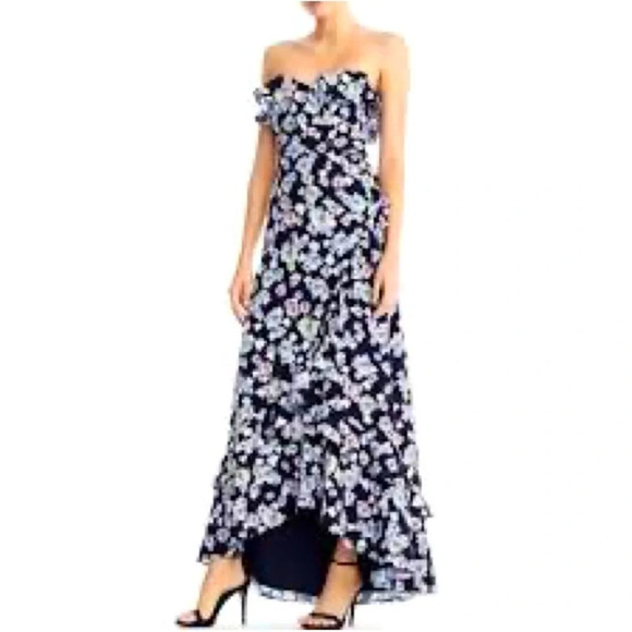 AIDAN MATTOX Strapless High Low Floral Wedding Gown Size 2 - Picture 1 of 16